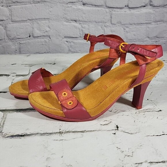 Y2K Diesel Astro Leather Pumps Ankle Strap Heels Sz 6 Orange Pink RARE NEW NOS - Picture 8 of 12